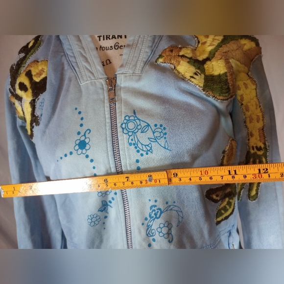 💎 RARE Free People Bird Patch Hoodie Distressed Blue NWOT - Picture 8 of 10